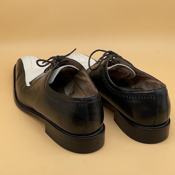 Stacy Adams Atticus Two Tone Wingtip Dress Shoes Men’s 11M Black/White Dandy - Picture 8 of 16